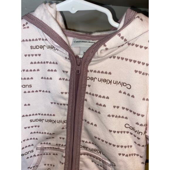 NWT Calvin Klein Jeans Pink Purple Logo Girls 3T Long Sleeve Front Zip Hoodie - Picture 5 of 10